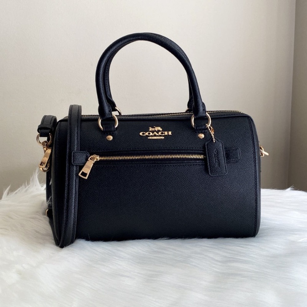 NWT Coach Rowan Satchel/ Black / Leather-Gold - Picture 7 of 13
